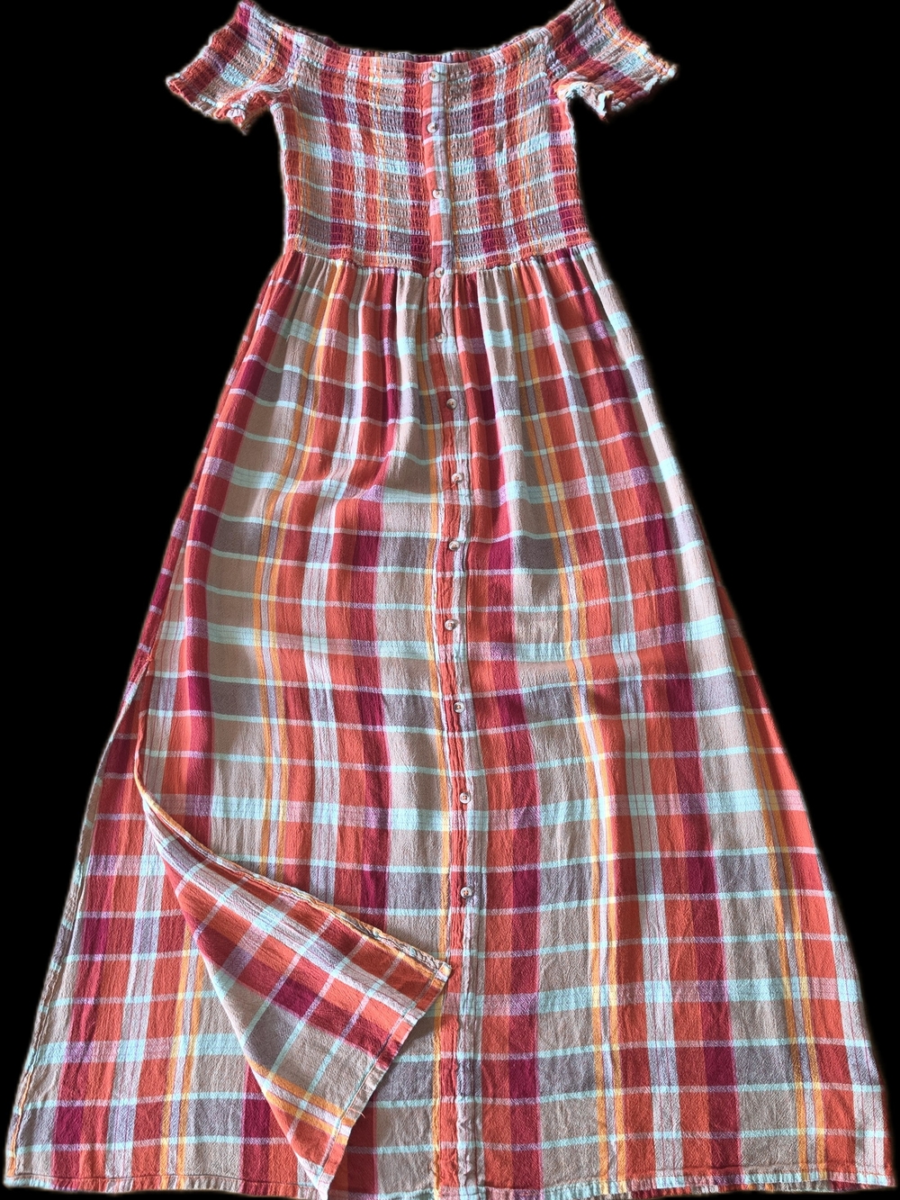 Urban Outfitters Womens Plaid Maxi Dress in Red, Pink, Orange, White